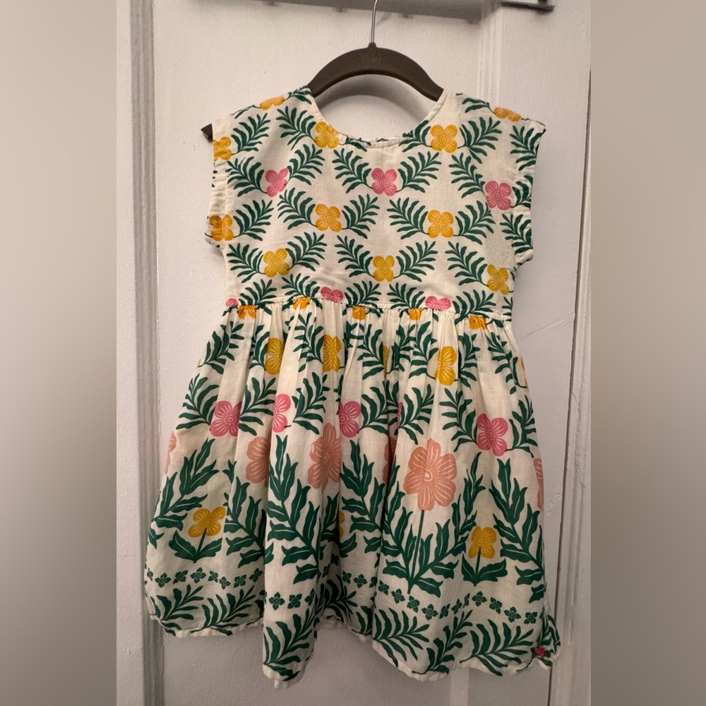 Pink Chicken Floral Dress - Green, Yellow, Pink